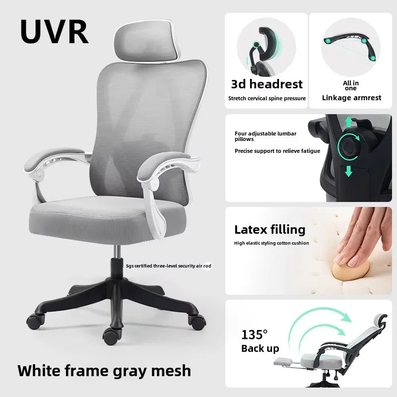 UVR Gaming Computer Chair Sedentary Comfortable Reclining Ergonomic Design Armchair Household Recliners Mesh Office Chair