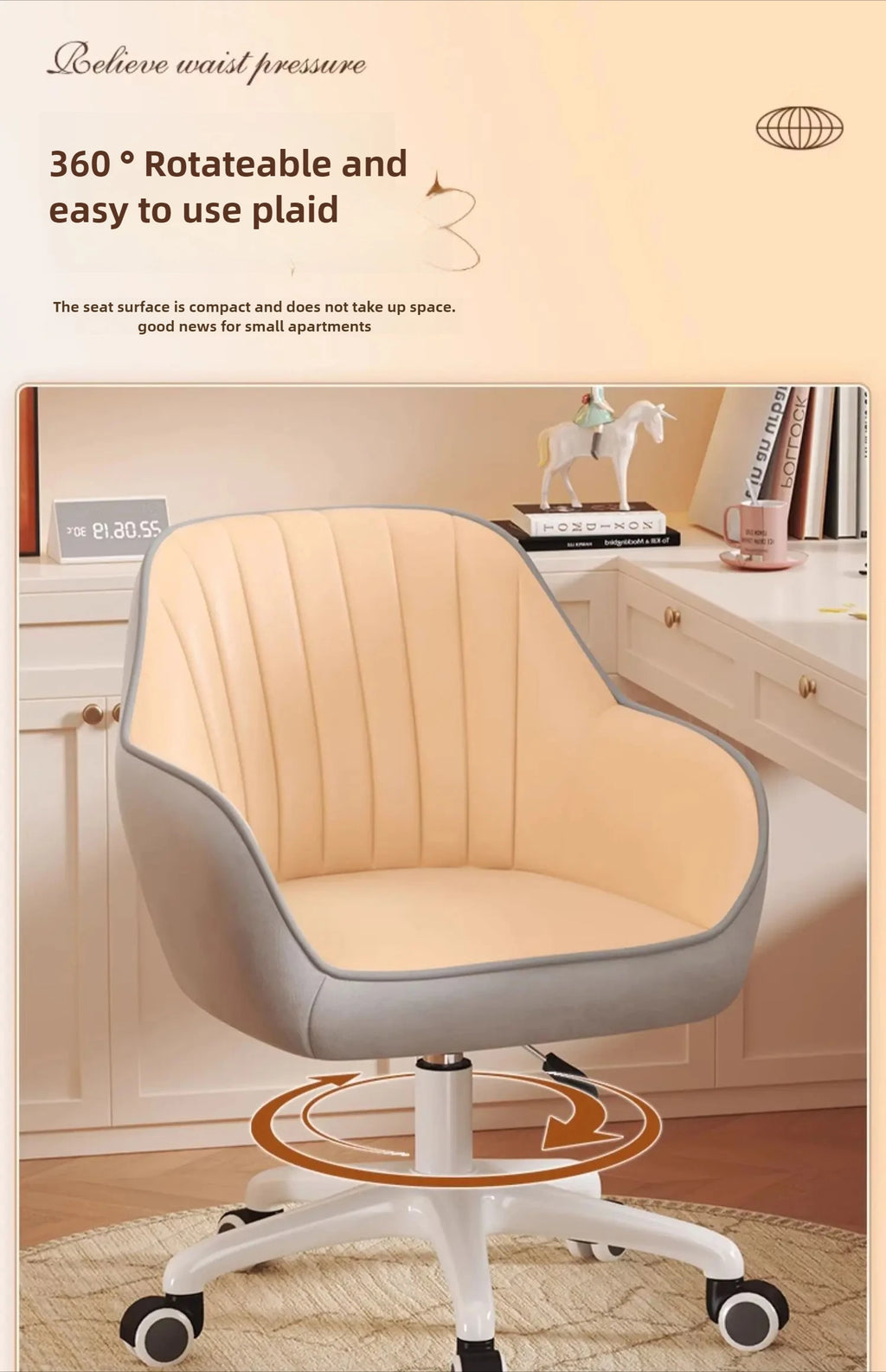 Prolonged Sitting Chair Comfortable Computer Seat Leather Backrest Chair Makeup Stool for Dormitory Study Versatile Seating