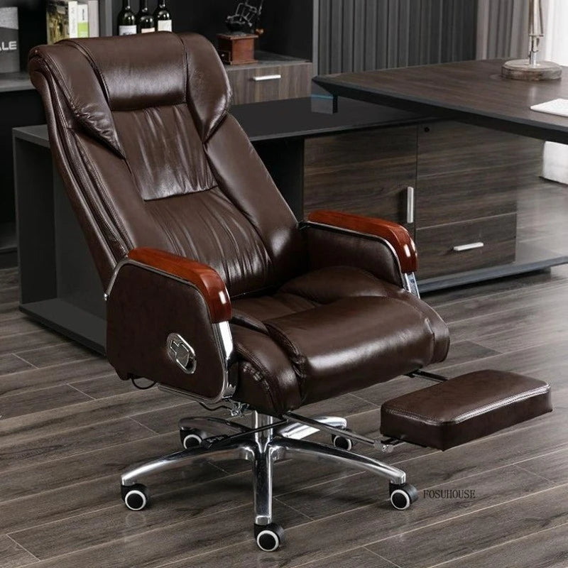Comfortable Leather Back Boss Chair for Office Furniture Nordic Leisure Swivel Office Chairs Simple Student Computer Gamer Chair