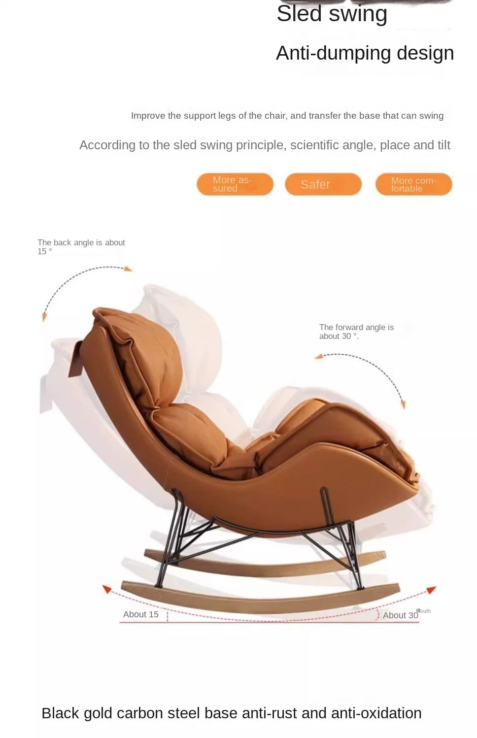 Light Luxury Leisure Style Rocking Lounge Chair Can Be Used For Balcony Rocking Chair Living Room Single Casual Lazy Sofa New