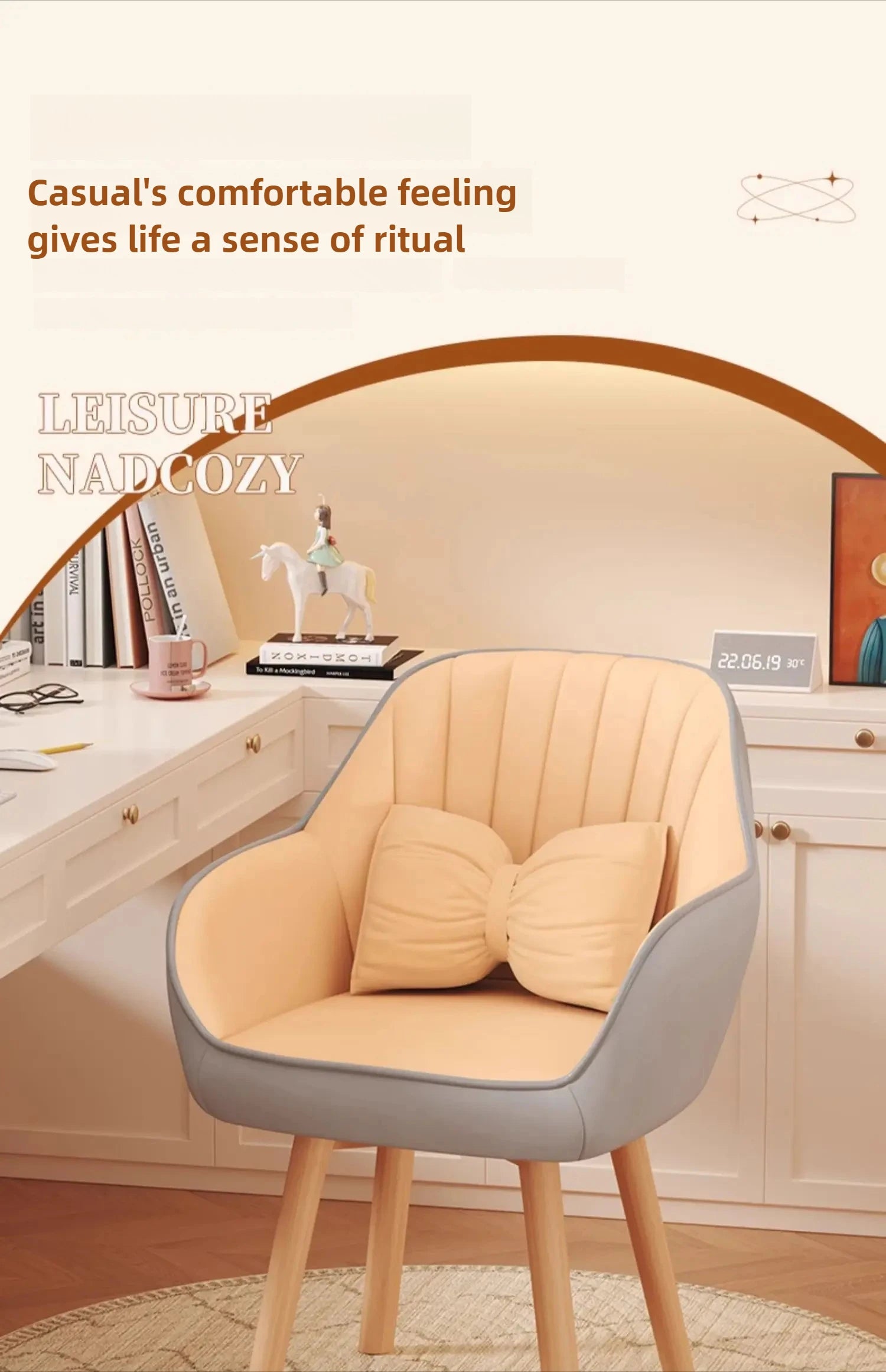 Prolonged Sitting Chair Comfortable Computer Seat Leather Backrest Chair Makeup Stool for Dormitory Study Versatile Seating