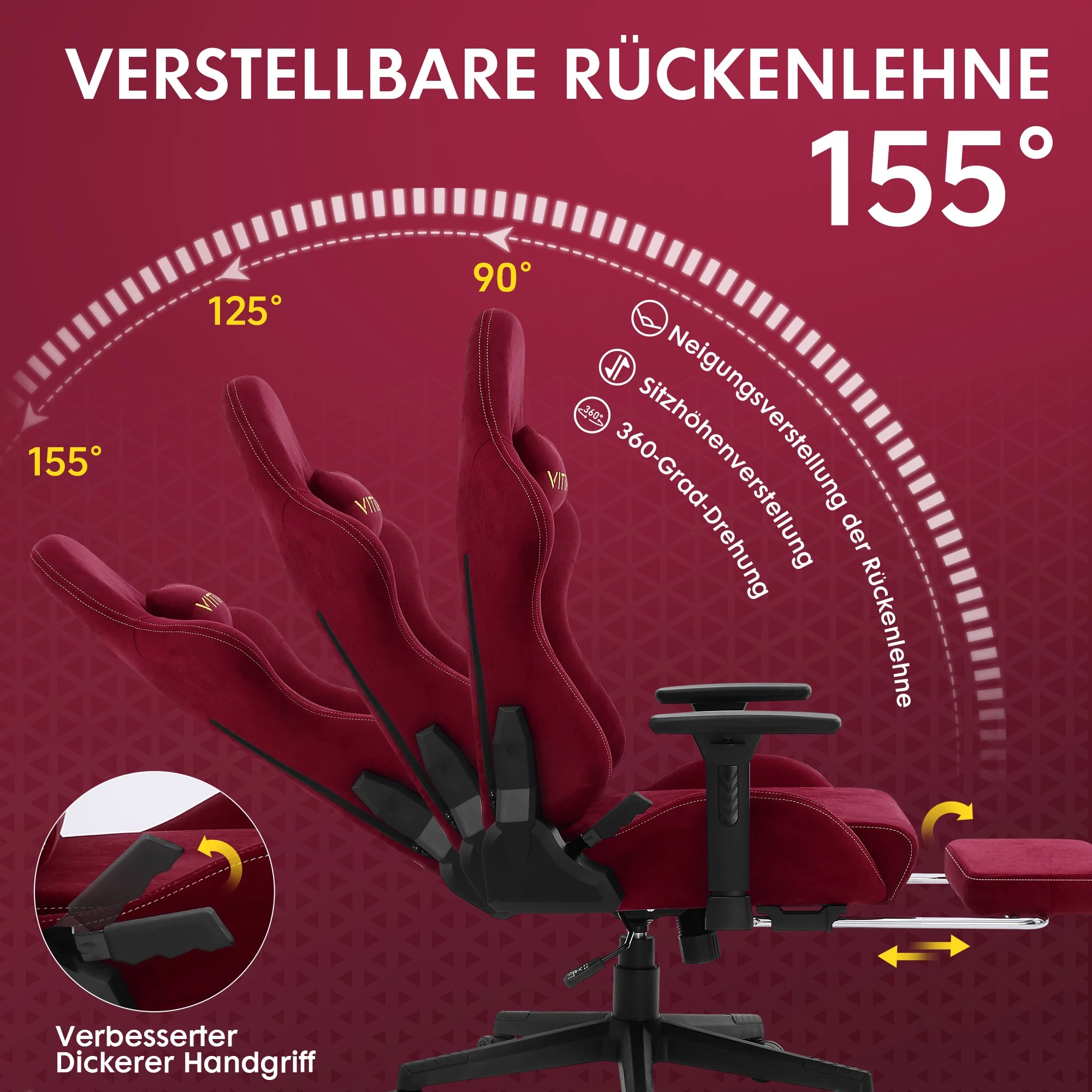 Ergonomic Red Gaming chair for Adults Indoor PC Computer Chair Racing Office Chair Suede Leather Height Adjustable Swivel Chair