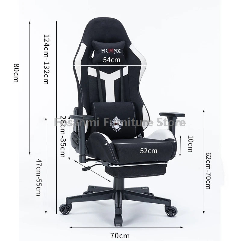 Tech Fabric Adjustable Modern Gamer Computer Chair with Headrest Recline Office Desk Chair Ergonomic Home Wide Seat Gaming Chair