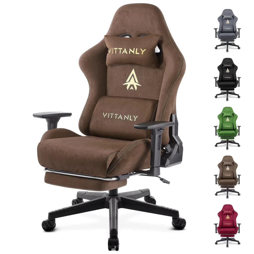 Kitinjoy Suede Gaming Chair Ergonomic Office Chair Desk Chair with Lumbar Support Comfortable Breathable Leather Computer Chair