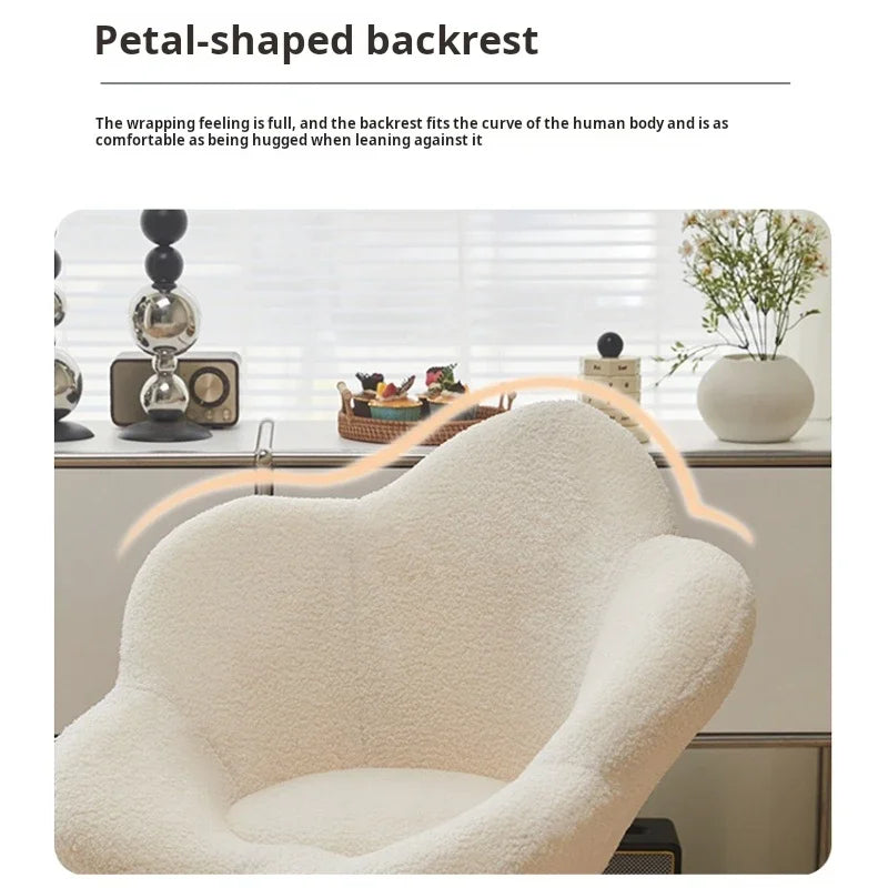 Nordic Lamb wool living room chairs INS luxury swivel soft Armchair bedroom reading makeup vanity Backrest Stool home furniture