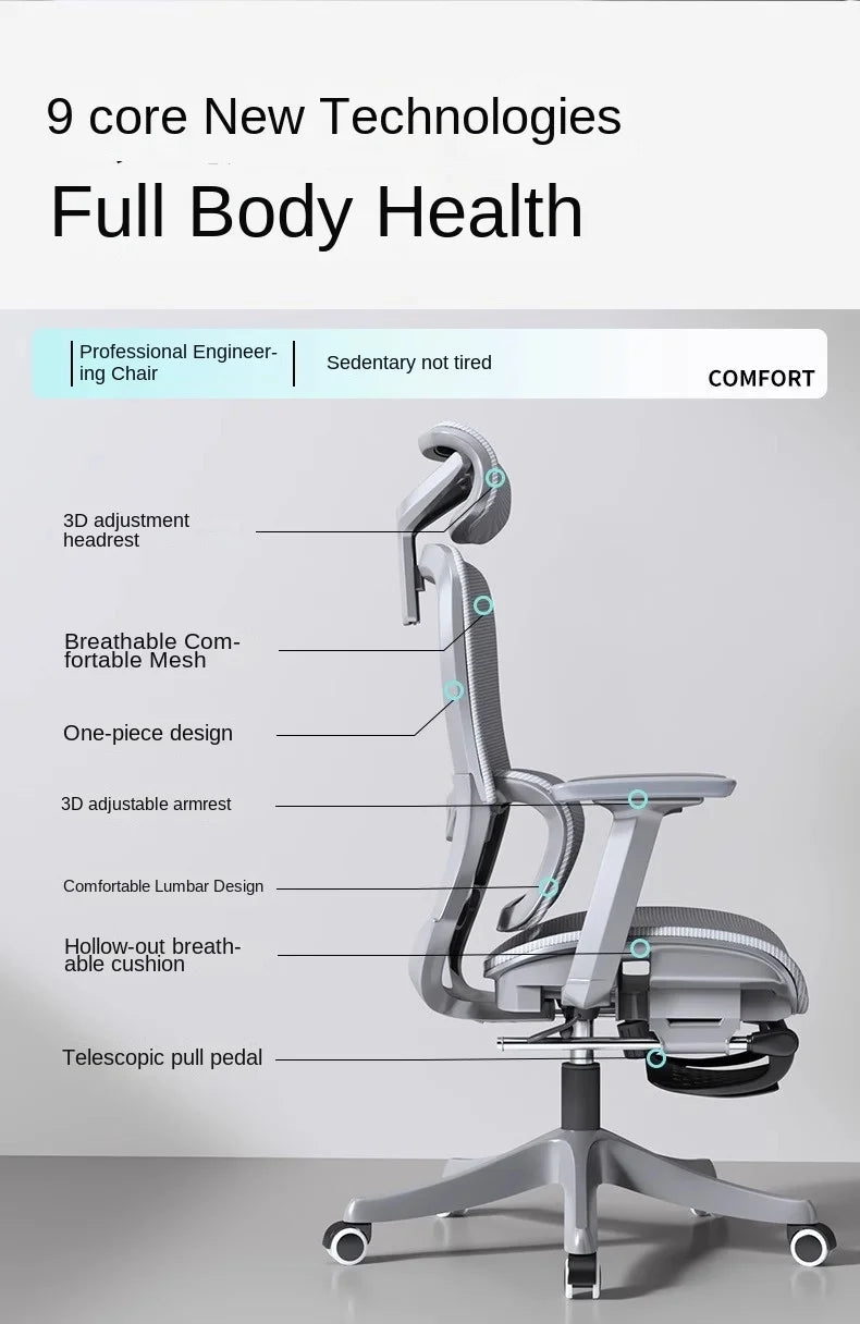 Adjustable Ergonomic Office Chair with Lumbar Support, Breathable Mesh Back, Soft Seat, and Tilt Function for Extended Sitting