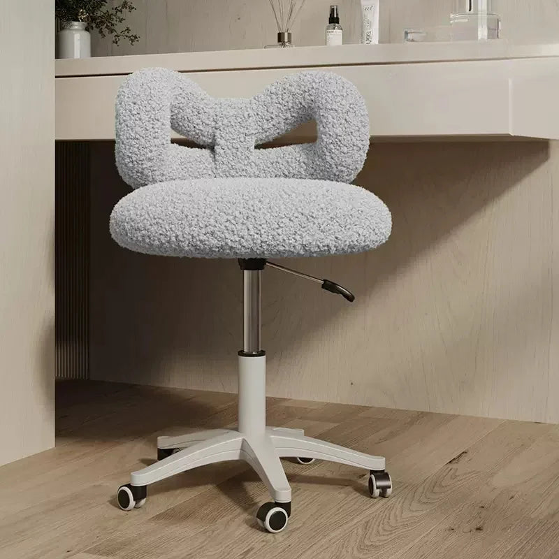 Elegant Modern Swivel Makeup Chair with Aluminum Alloy Base, Upholstered Leather,Adult Minimalist Vanity Seating for Living Room