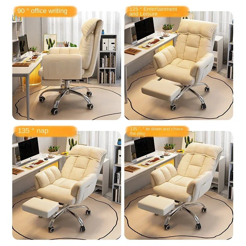 Gaming Chair Soft Comfortable Ergonomic Office Chair 4D Adjustable Armrest Headrest Recliner for Women 160° Lie Flat Boss Chair