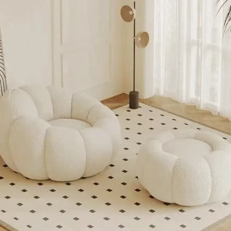 Fashionable and high-end Nordic style lazy pumpkin shaped small-sized single person reclining tatami sofa chair for leisure