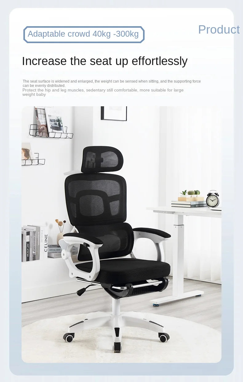 Olevo Wooden Ergonomic Chair Dormitory Movable Rotating Study Chair Office Sitting Comfortable Lying Waist Support Office Chair