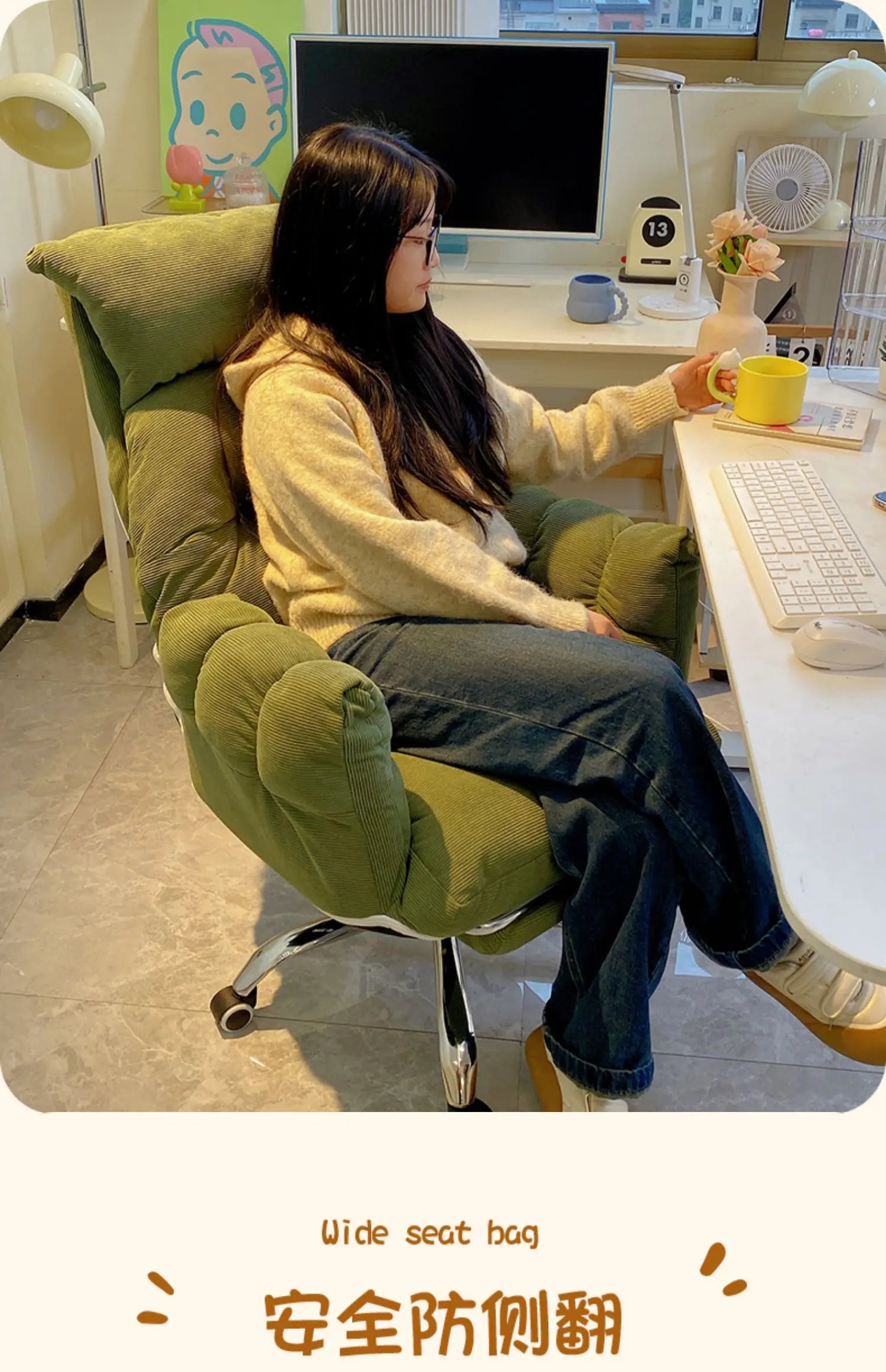 Modern Velour Office Chairs Footrest Adjustable Arm Gaming Recliner Office Chairs Ergonomic Comfy Cadeira Gamer Furniture