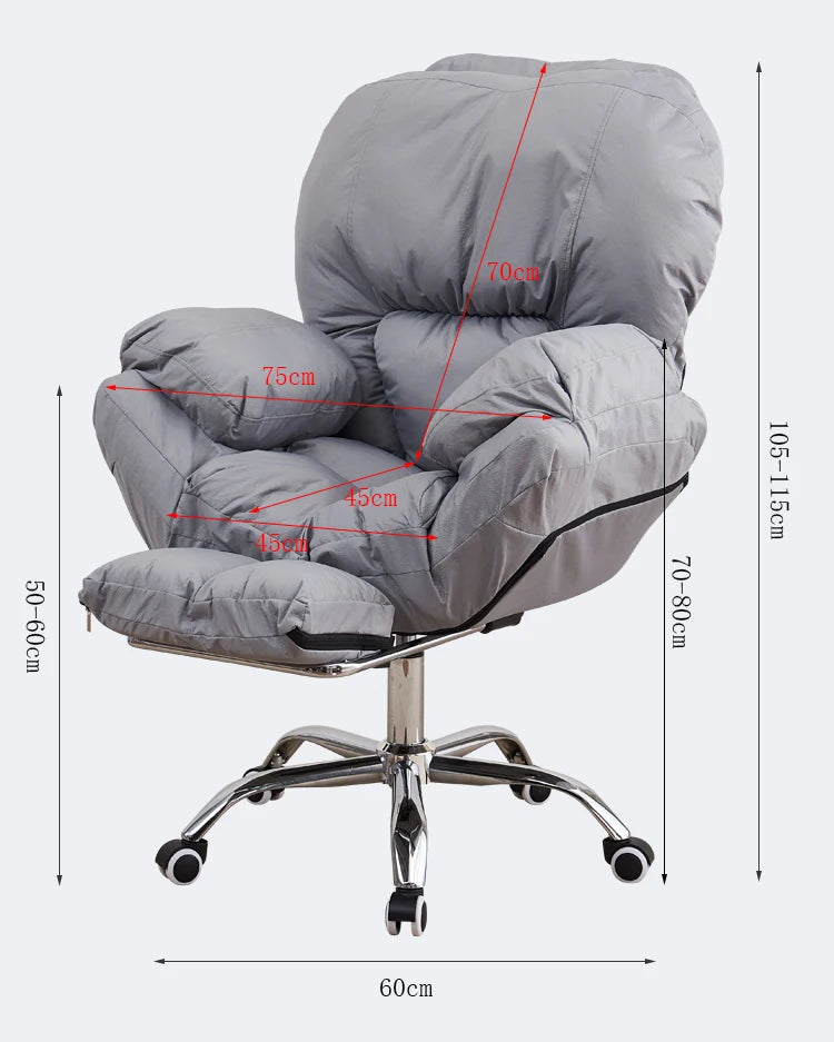 Computer Chair for Long Sitting, Adjustable Backrest Office Chair, Gaming and Study Desk Chair, Ergonomic Support for Women