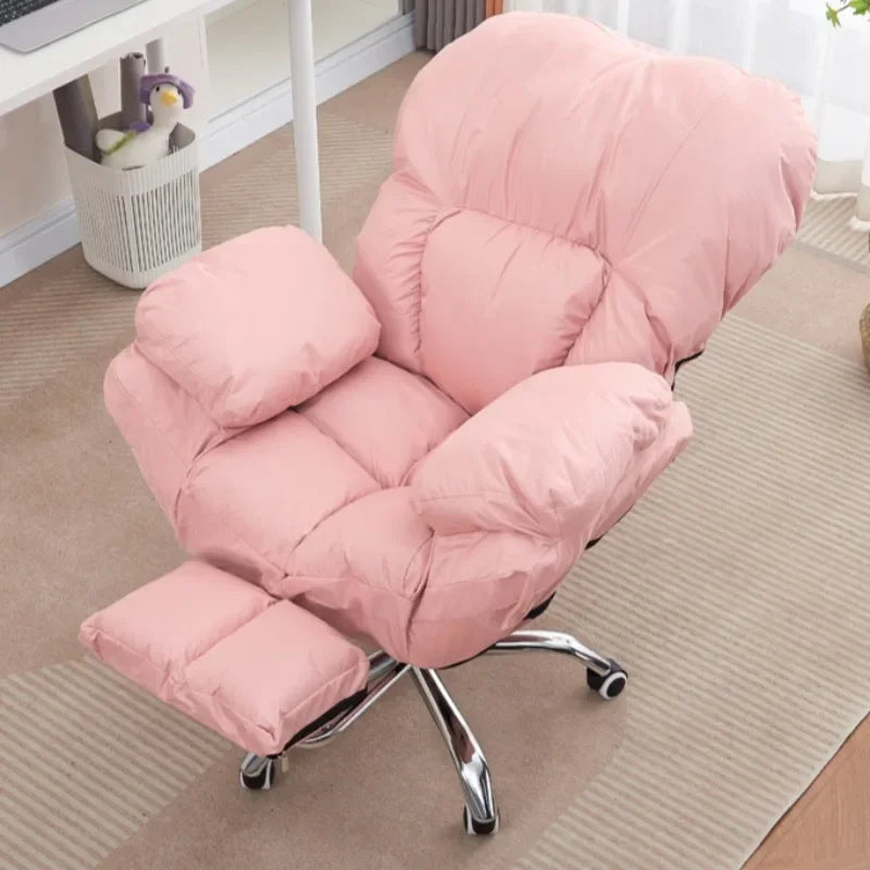 Computer Chair for Long Sitting, Adjustable Backrest Office Chair, Gaming and Study Desk Chair, Ergonomic Support for Women