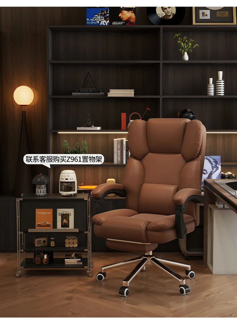 Roller Leather Office Chair Adjustable Leg Rest Foot Study Office Chair Comfy Ergonomical Cadeira De Escritorios Room Furniture