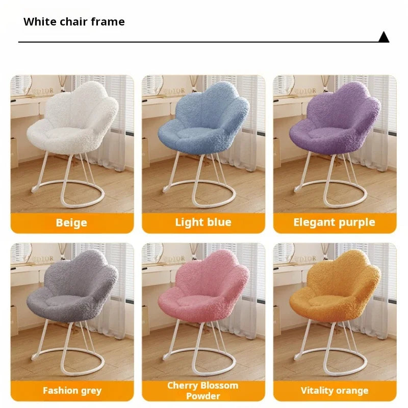 Nordic Lamb wool living room chairs INS luxury swivel soft Armchair bedroom reading makeup vanity Backrest Stool home furniture