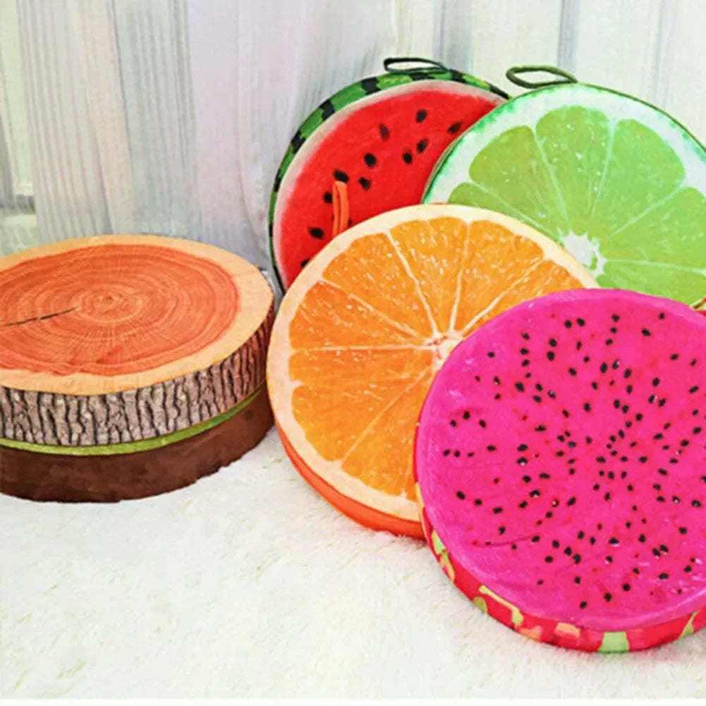 Cartoon Fruits Print Round Bar Chair Cushion Cover Anti-Slip Seat Cushion Slipcover Soft Stool Cushion Covers Slipcover