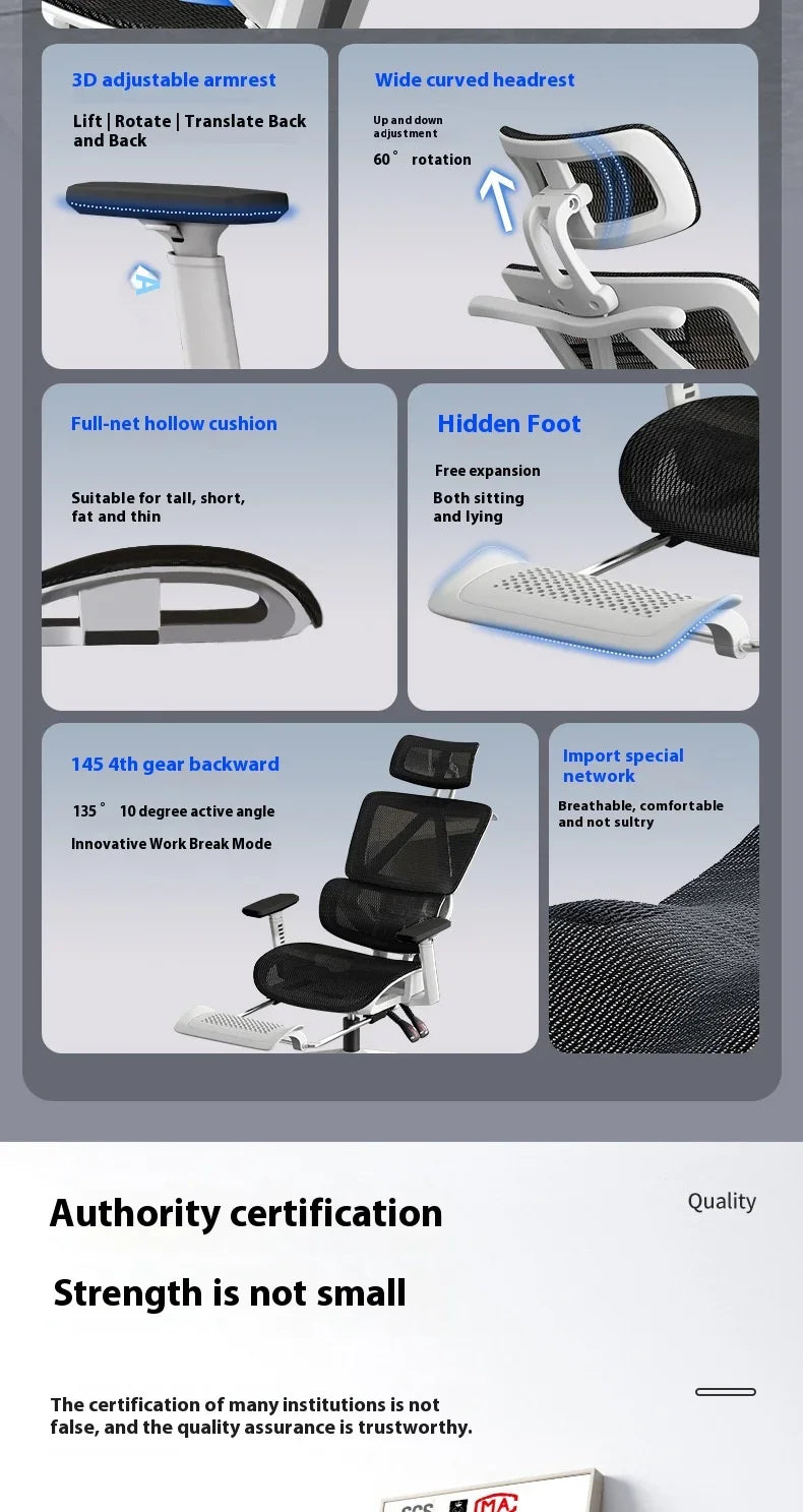 Ergonomic Chair Dresser Back Support Computer Gaming Chairs Wheels Massage Foot Rest Adjustable Sedia Da Ufficio Furniture