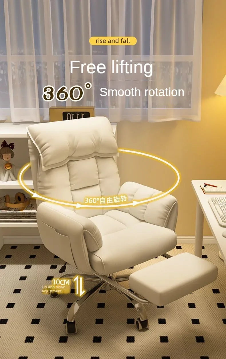 Gaming Chair Soft Comfortable Ergonomic Office Chair 4D Adjustable Armrest Headrest Recliner for Women 160° Lie Flat Boss Chair